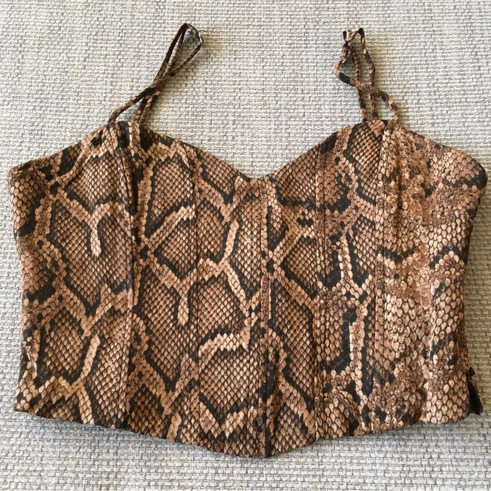Zara Xs Reptile Patterned Corse Top